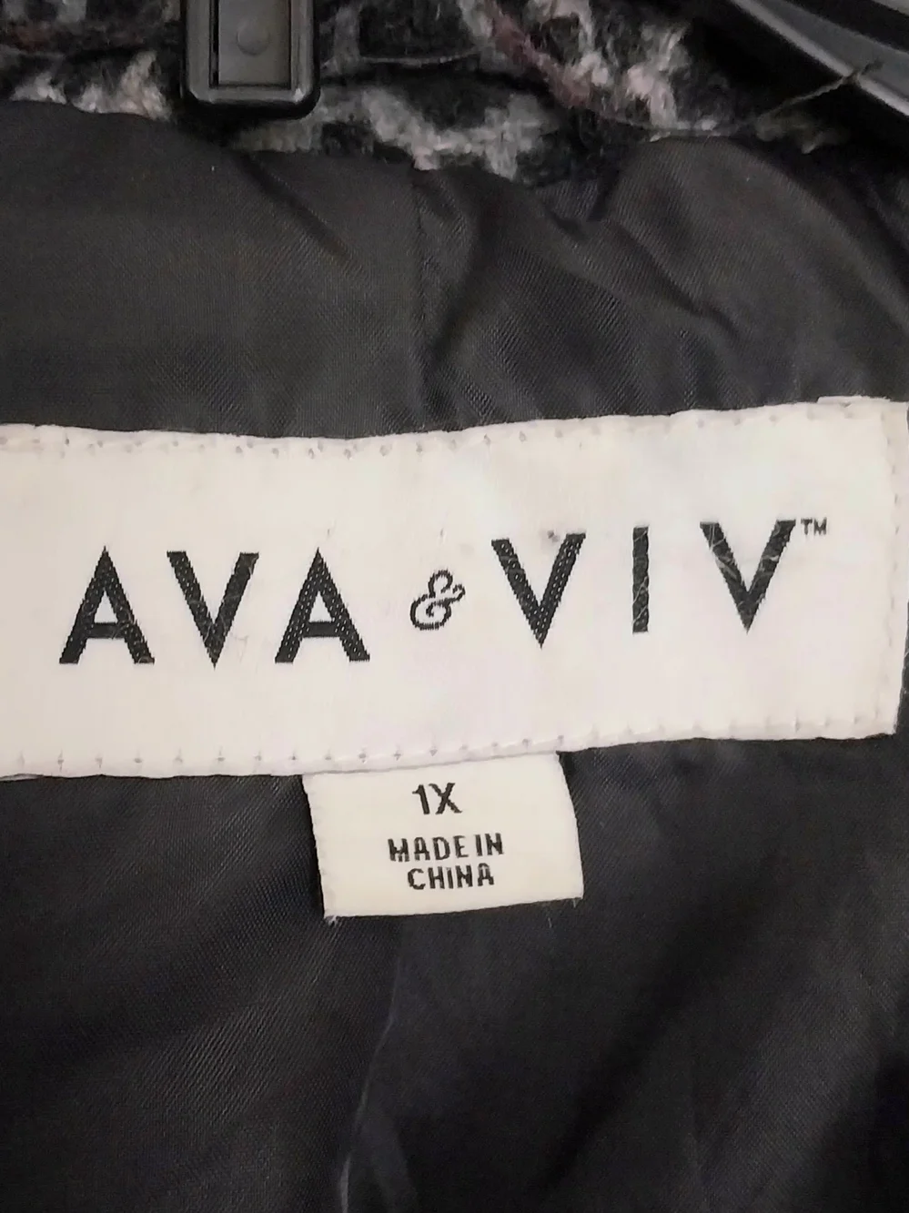 Ava & Viv Wide Collar Belted Wrap Coat Gray Black Geometric Pattern Size 1X
